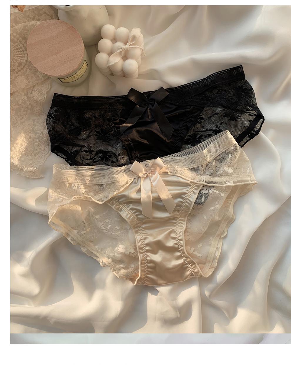 猫人内裤女性惑蕾丝舒适性感低腰无痕冰丝透气日系少女士三角短裤夏季