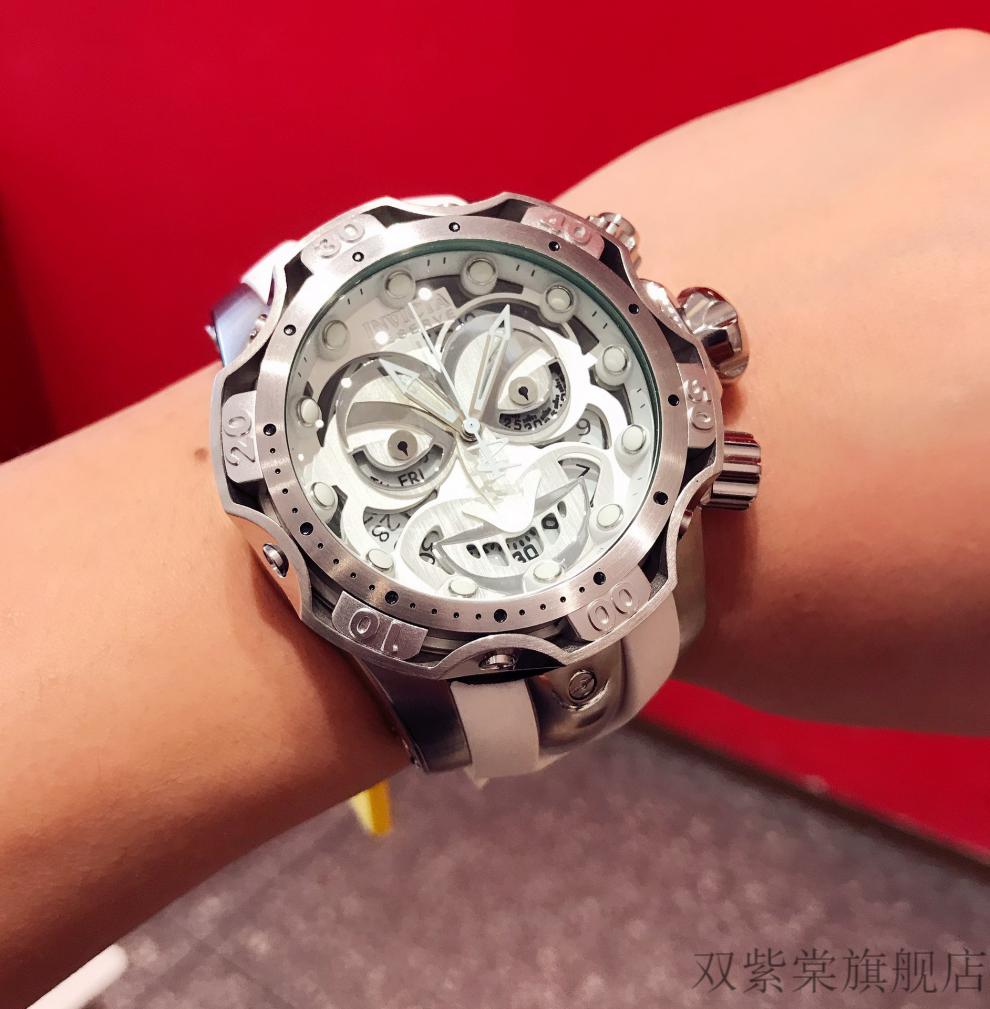 joker dc漫威联名小丑防水男士石英手表 银白钢带小丑 50mm【图片