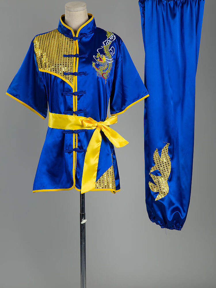 武术服装练功服教练服演出功夫表演服太极服女长短袖男比赛训练服红色