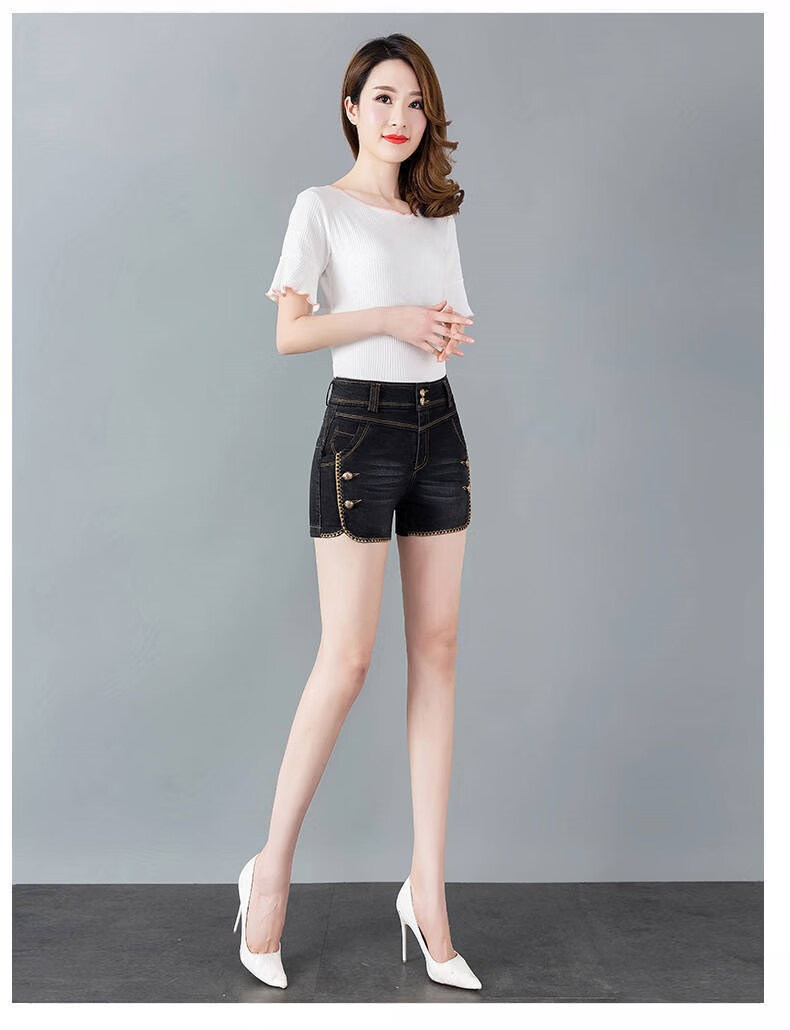 南极人品牌轻奢高档女装高腰牛仔短裤女2021新款夏季外穿弹力大码显瘦