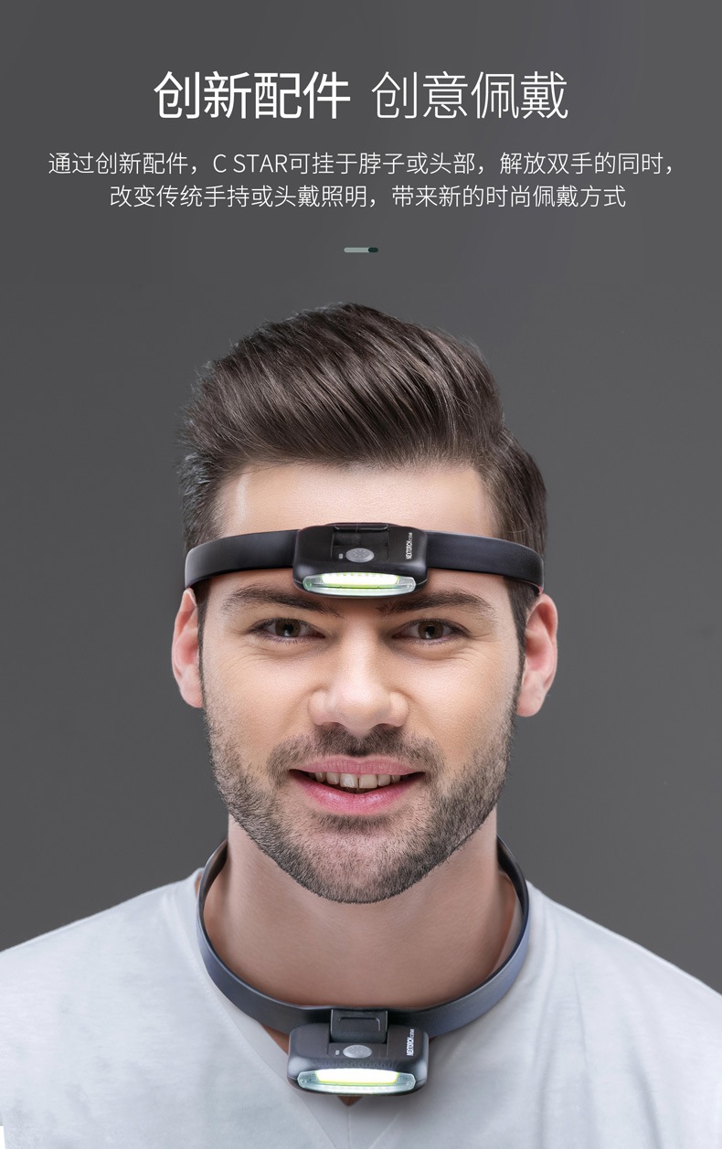 功能头灯挂脖照明阅读灯露营户外运动自驾游夜跑可充电可头戴多用途灯