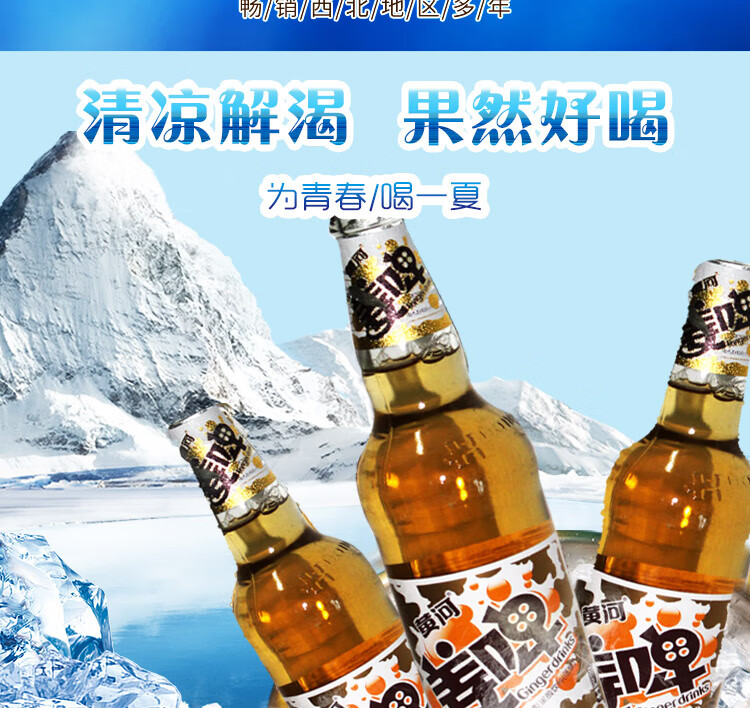 甘肃兰州黄河啤酒生产姜鲜生姜啤500ml瓶装 姜鲜生6瓶装【图片 价格