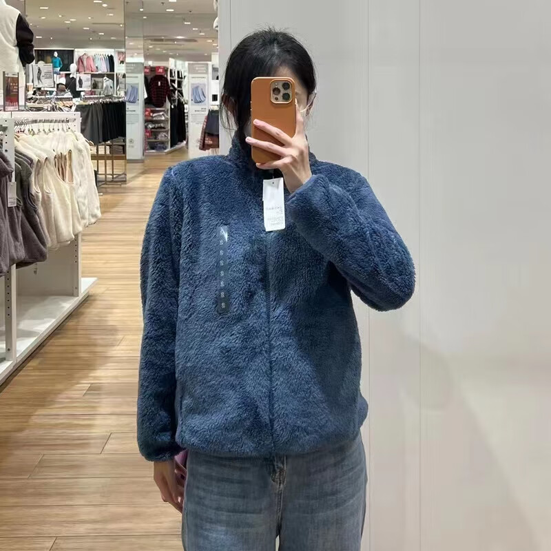 日本uniqlo优衣库摇粒绒外套同款男女秋冬装款立领摇粒绒保暖珊瑚绒短