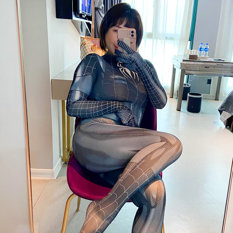 cosplay制服诱惑蜘蛛侠激情性感套装免脱开档 开档连体衣(档部有拉链)