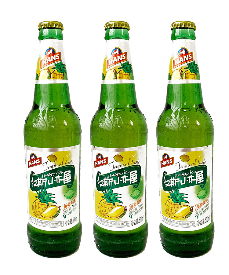 汉斯小木屋西安果啤508ml9瓶装菠萝啤果味老汽水碳酸饮料菠萝味9瓶