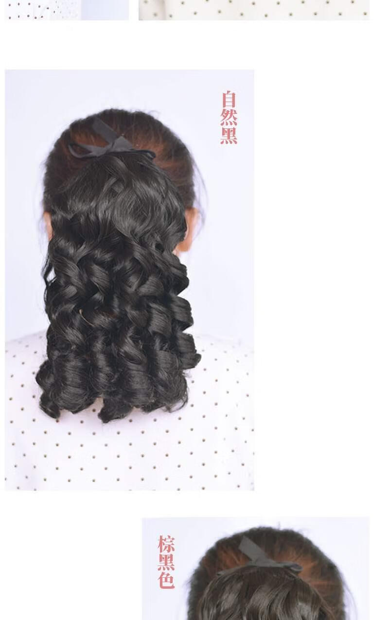 复古时尚旗袍假发国民宫廷油条卷短款马尾卷发假发螺旋小卷发尾插梳式
