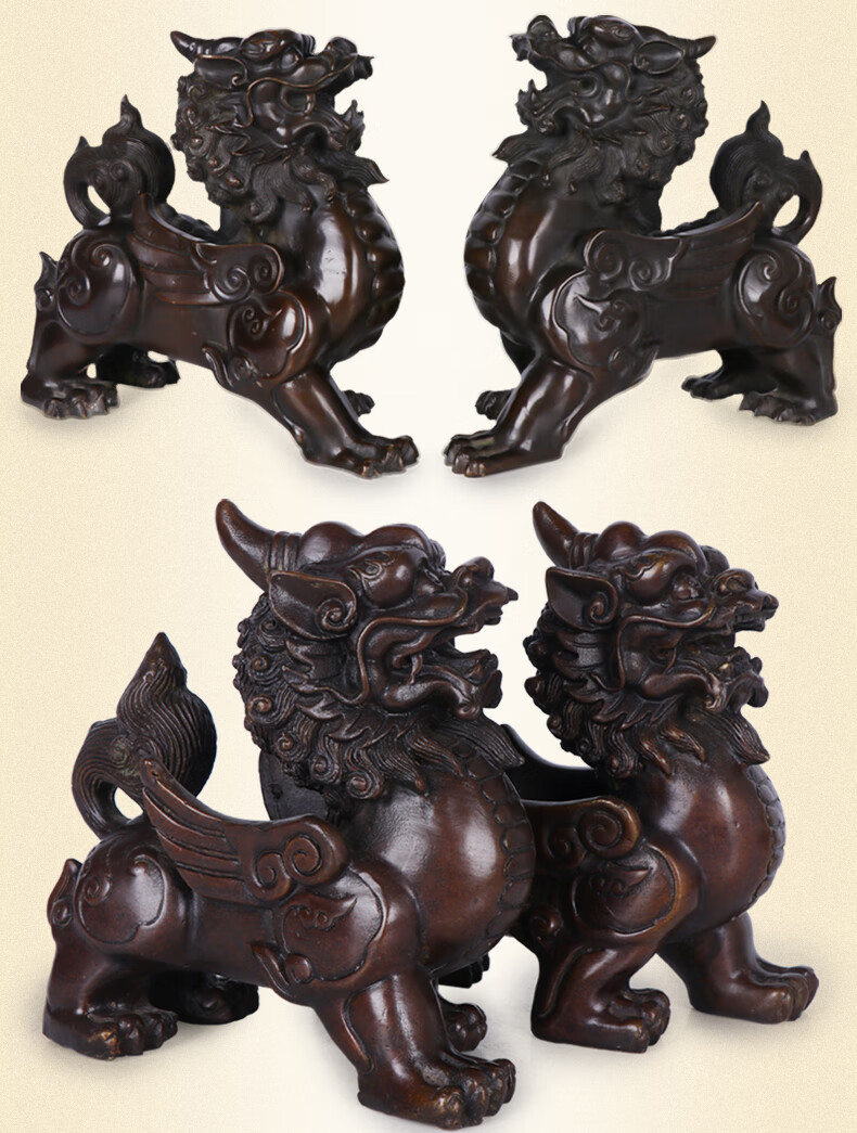 天御阁纯铜貔貅摆件一对大号招财皮休工艺品家居客厅玄关办公室桌面