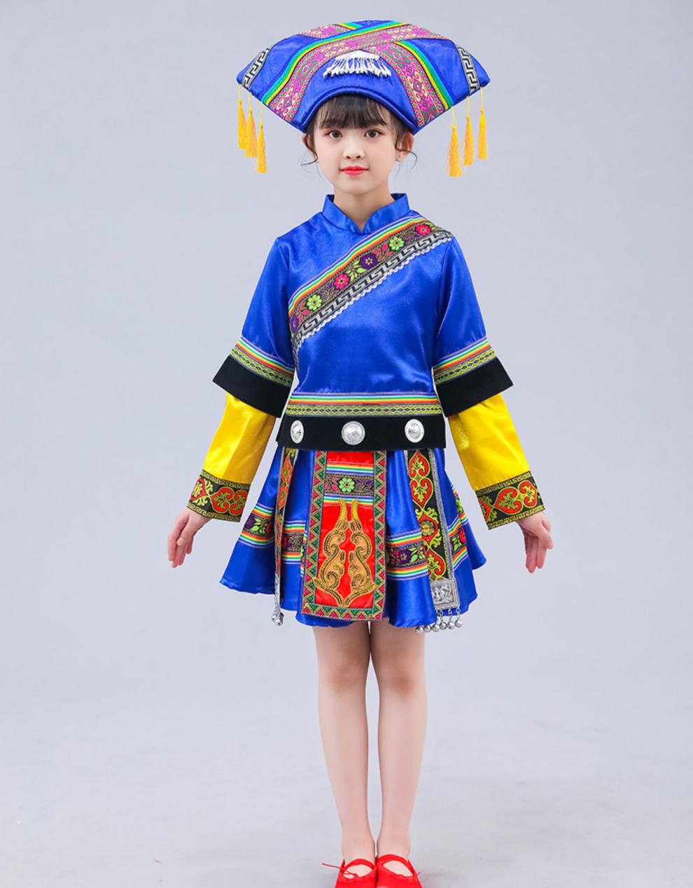新款儿童壮族服装女广西少数民族服饰男童幼儿园服女童舞蹈演出服擎嵘