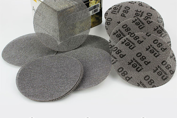 干磨砂纸6寸植绒网砂5寸网格圆形背绒吸尘磨灰耐磨砂纸片6寸网砂p320