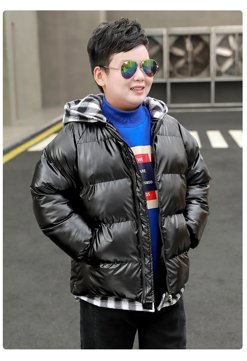 大码男童轻薄羽绒服加肥加大小胖墩胖童棉服大童男冬装外套加厚短款