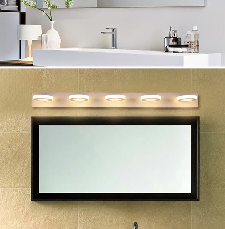 浴室镜前灯led卫生间免打孔洗手台洗漱台灯梳妆台化妆台镜上灯具圆形