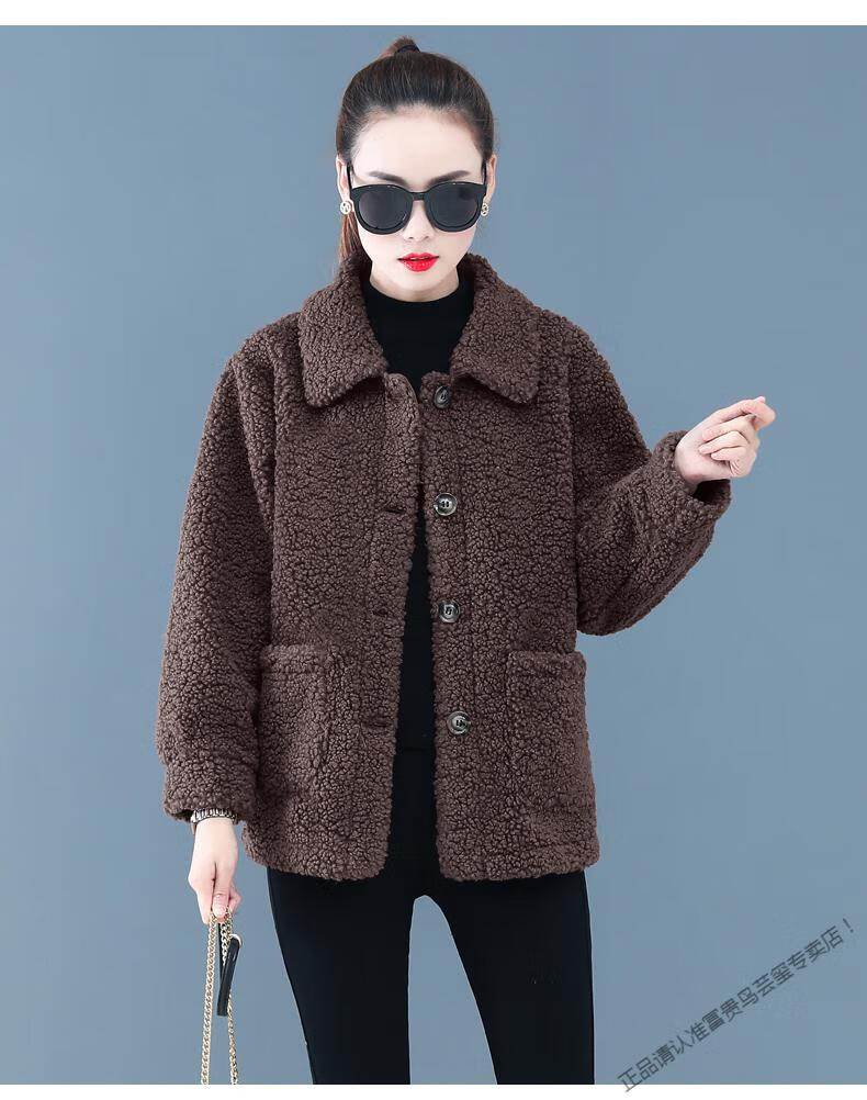 富贵鸟新款羊羔毛外套女秋冬小个子今年流行的女装外套女冬短款加厚