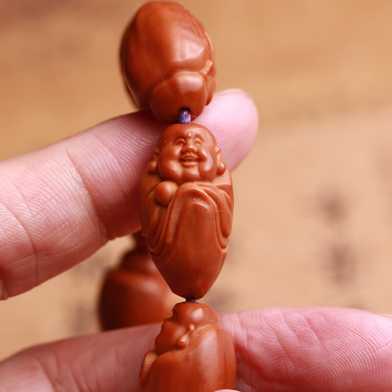 晶宇祥橄榄核十八弥勒佛手串手持橄榄胡核雕佛珠手链男女文玩把玩小籽