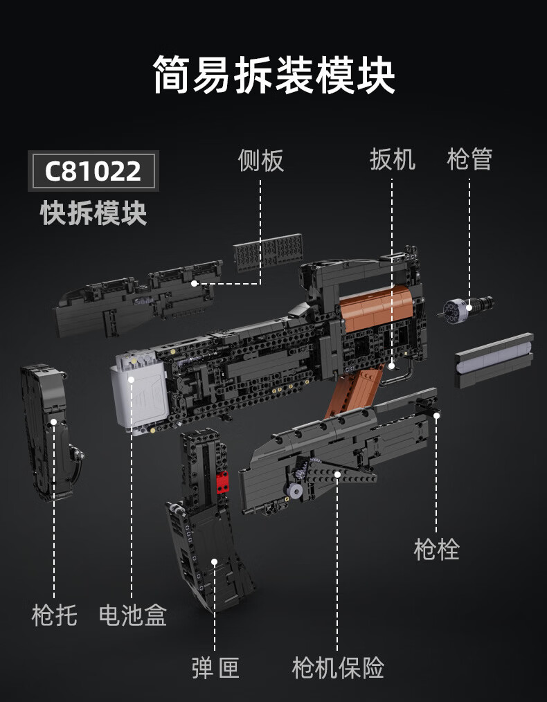 绝地求生积木吃鸡游戏ak47枪电动突击c81022拼装模型玩具高难度巨大型