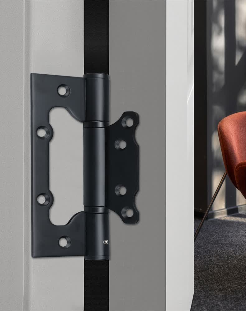 乐优家 不锈钢双开弹簧合页黑色可调节隐形门缓冲子母合页 3寸合页