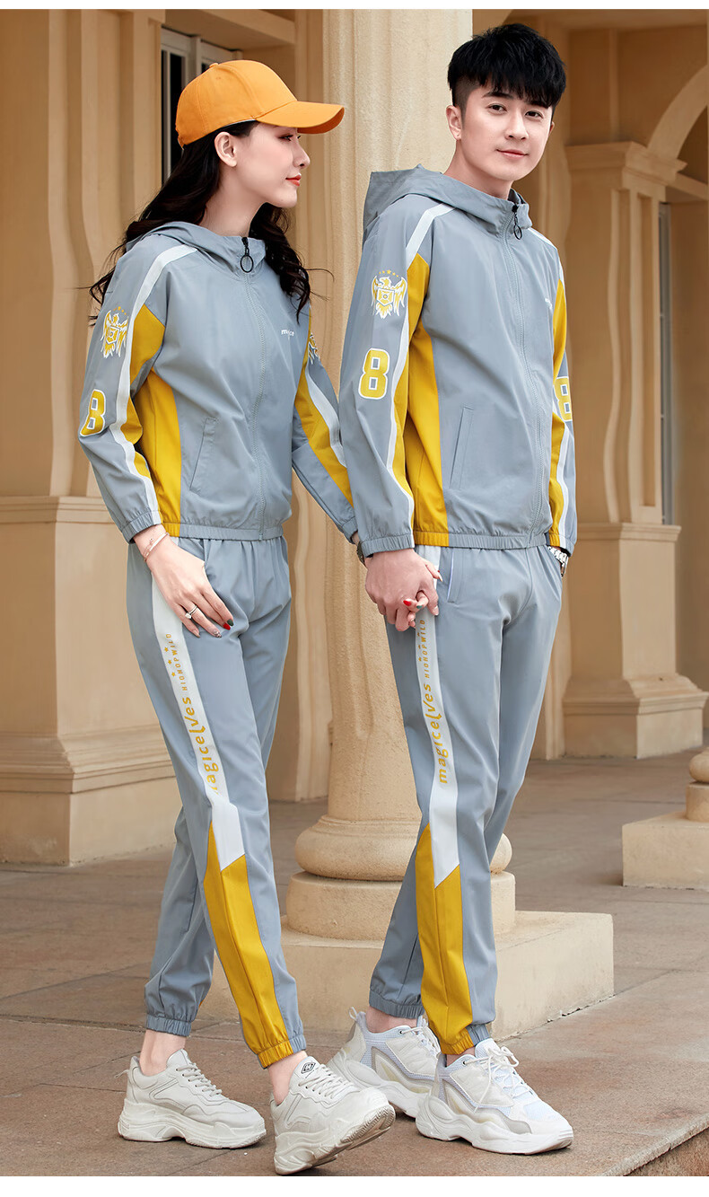 花花公子男装青年运动套装三件套春秋季棉质情侣款套装男女士短袖卫衣