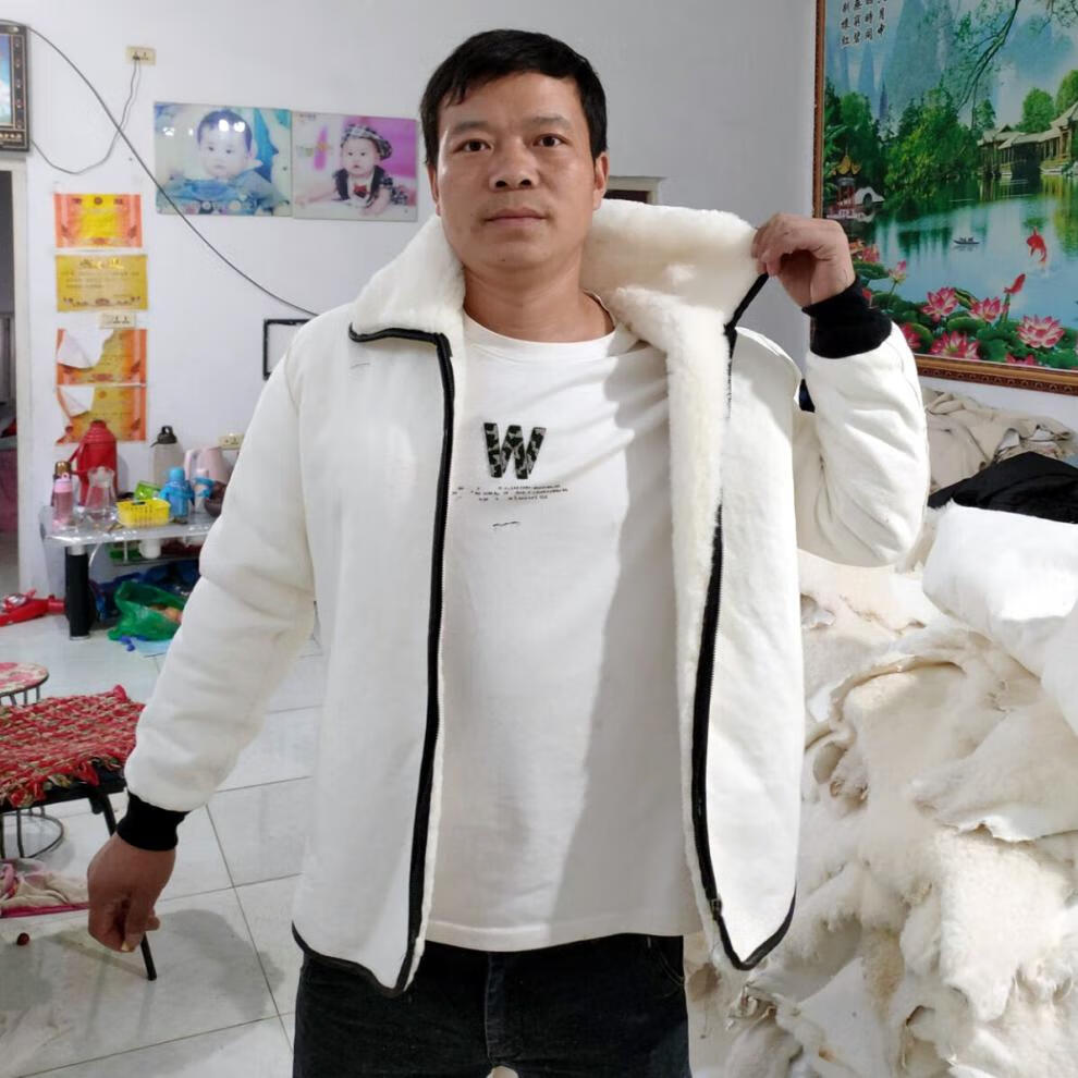 中老年人男士羊皮袄皮毛一体棉袄皮衣羊剪绒羊毛整皮内胆上衣防风外套