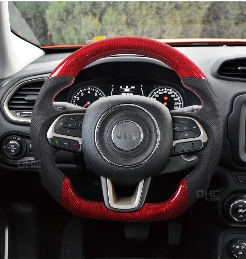 适用jeep吉普牧马人自由光指挥官大切诺基led碳纤维方向盘改装品质