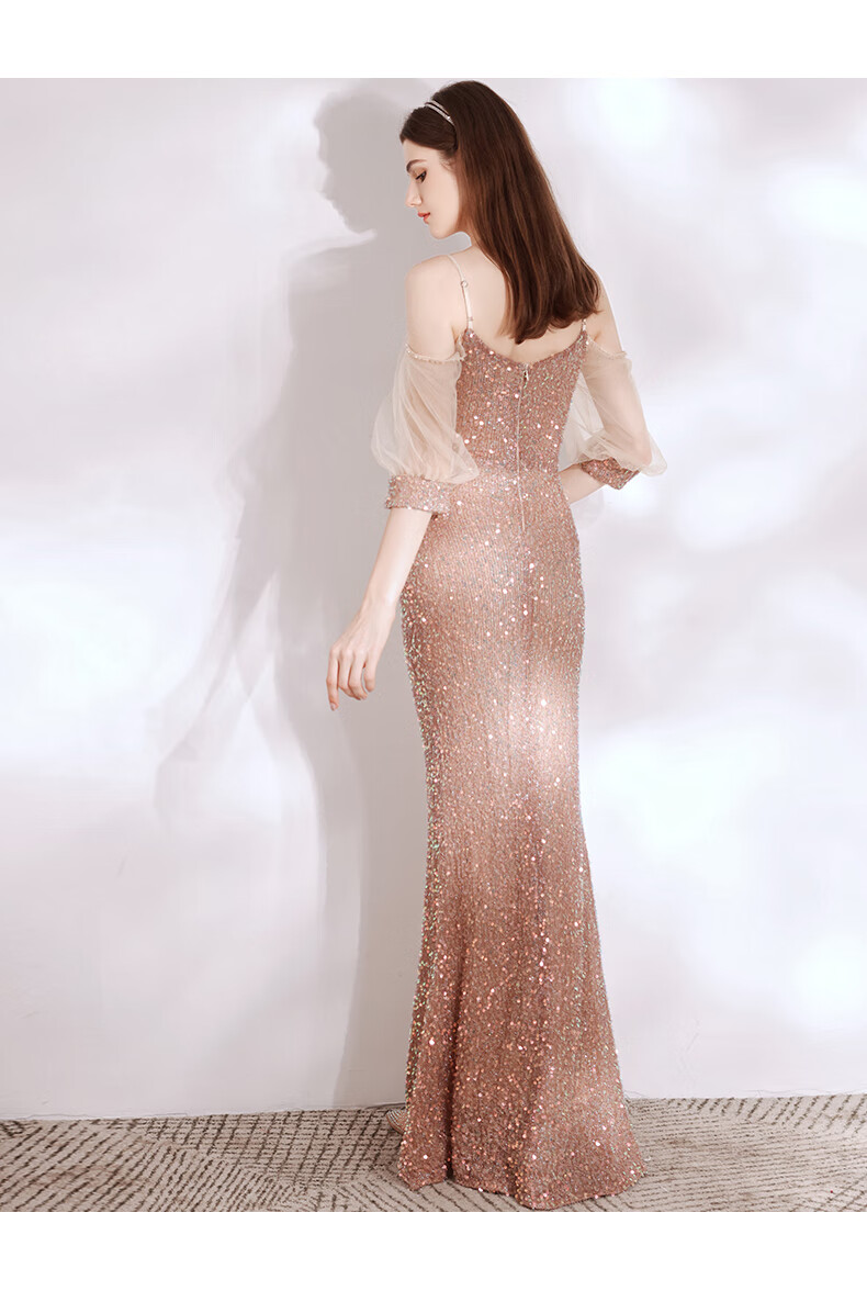 皮尔卡丹轻奢高档女装晚礼服裙女2021新款修身鱼尾吊带性感长款宴会