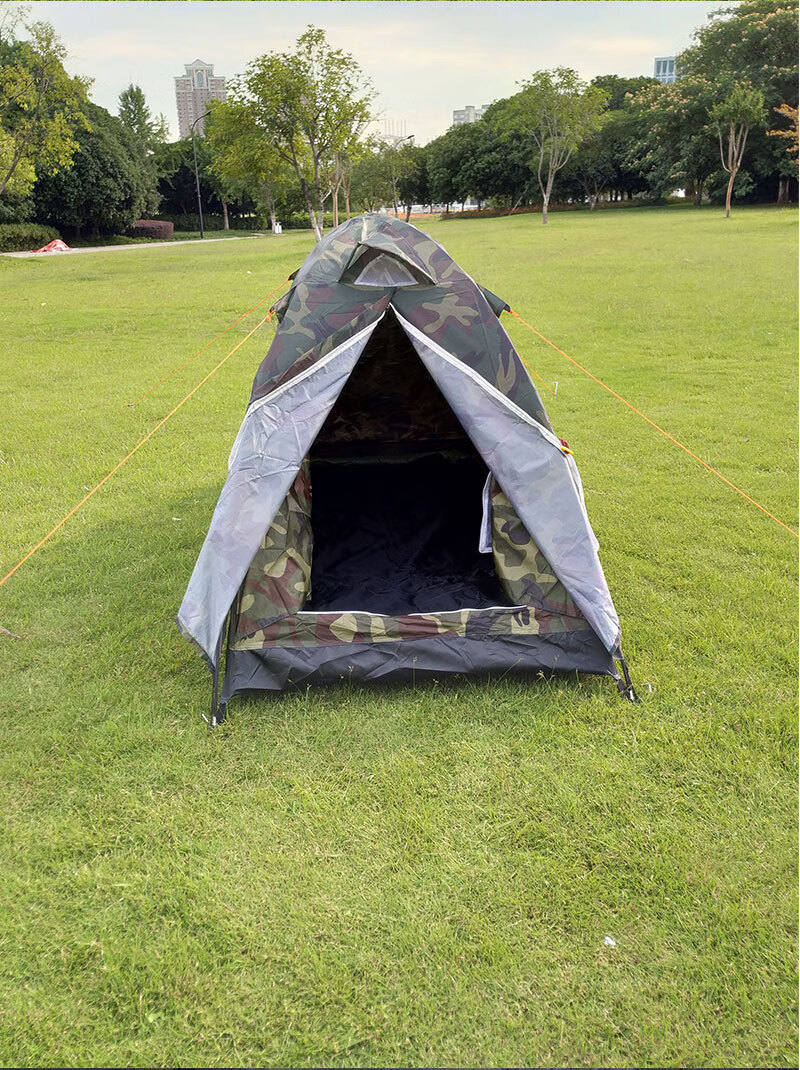 单兵帐篷行军帐篷单人帐篷防暴雨双层迷彩摩旅加厚防风野营露营防雨小
