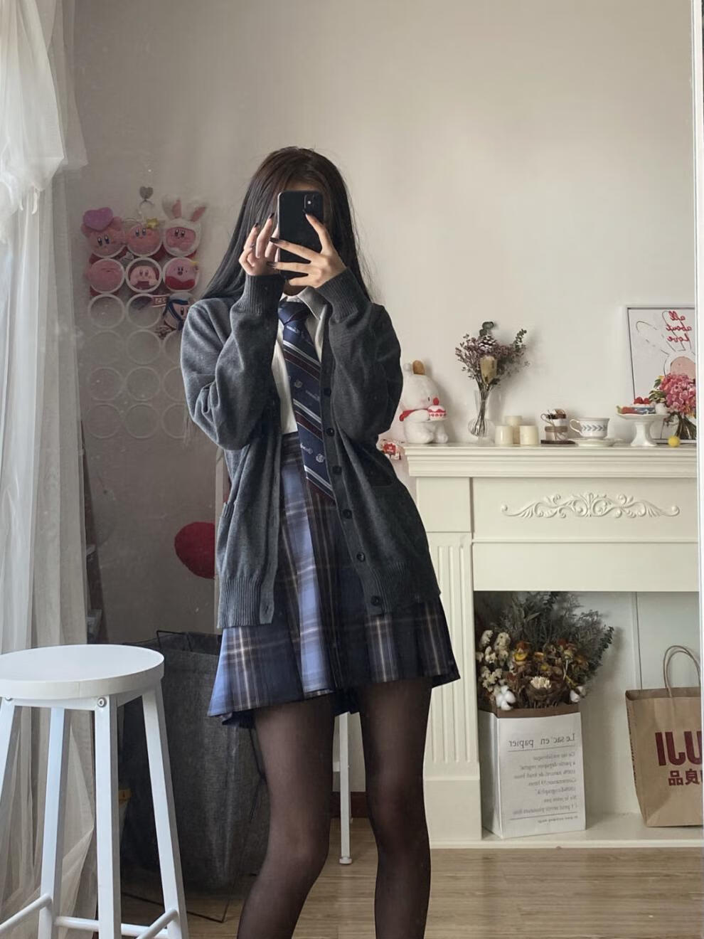 南极人纯欲jk黑丝袜女薄款网红流行薄防勾丝连裤袜子性感学生打底袜春