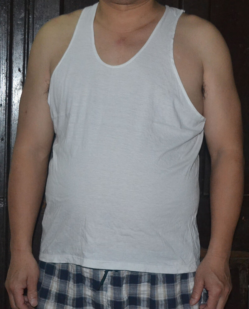 高档品牌牌棉白色中老年人t恤短袖汗衫全棉背心男士老头衫黛芙熙菊花