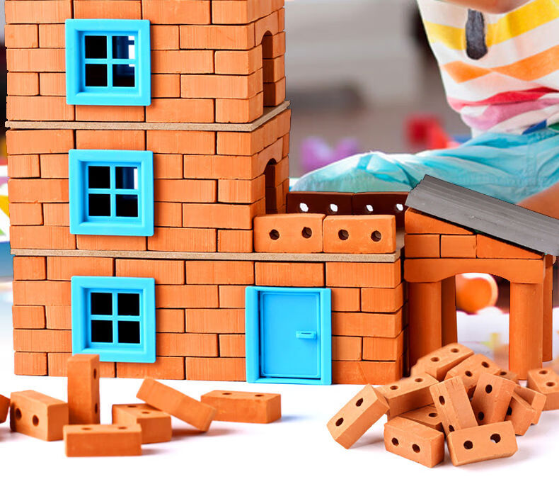 小小泥瓦匠盖房子玩具水泥砖头别墅儿童积木玩具迷你砖块diy小屋礼物