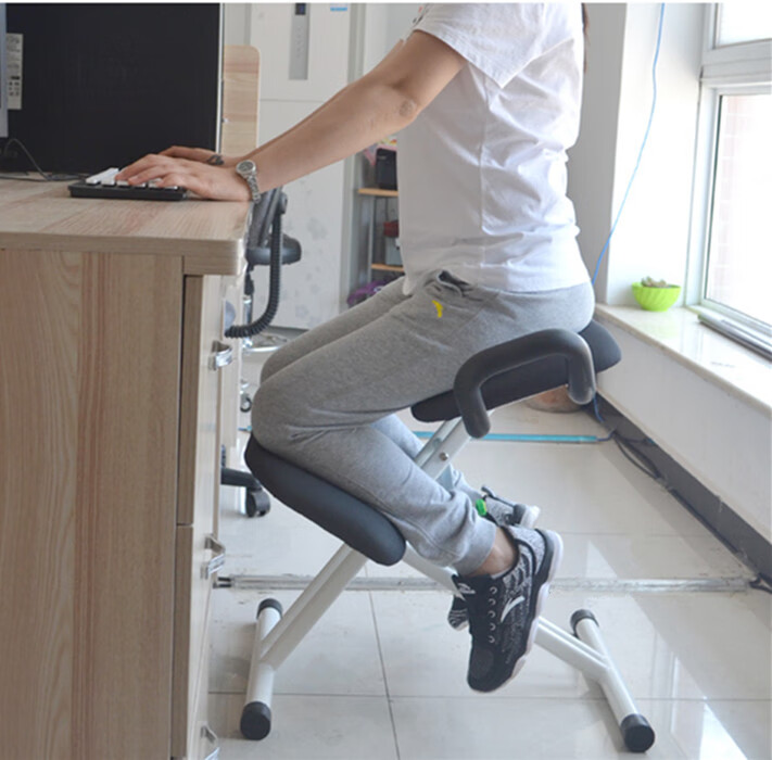 跪姿椅跪椅跪姿椅椅脊柱功能椅正姿椅人体工学电脑椅办公椅花色白腿