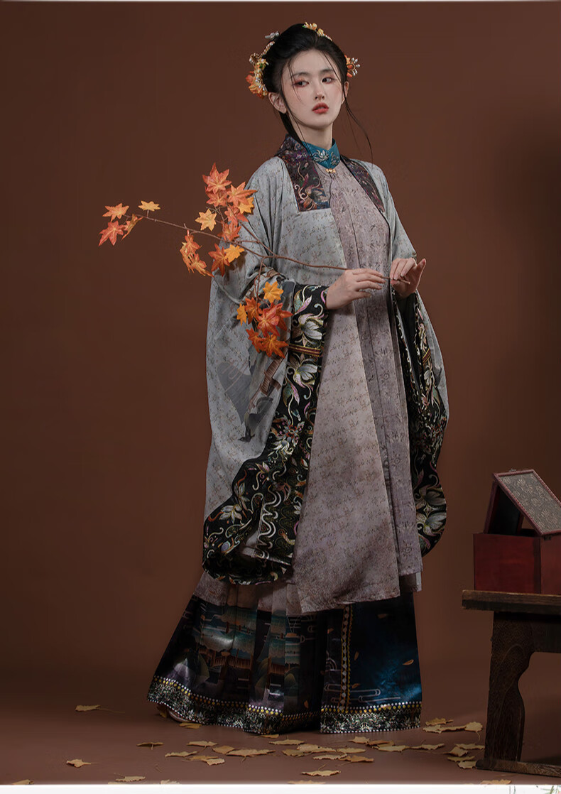 卡辑汉服女成人明制立领长袄马面裙改良中国风古装仙春秋季单件马面裙