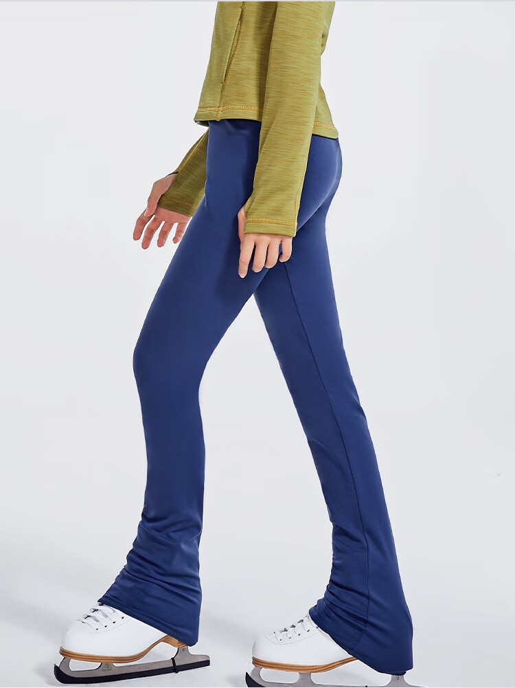 moodytiger女童花样滑冰裤速干弹力训练裤儿童运动长裤溜冰裤秋季藏