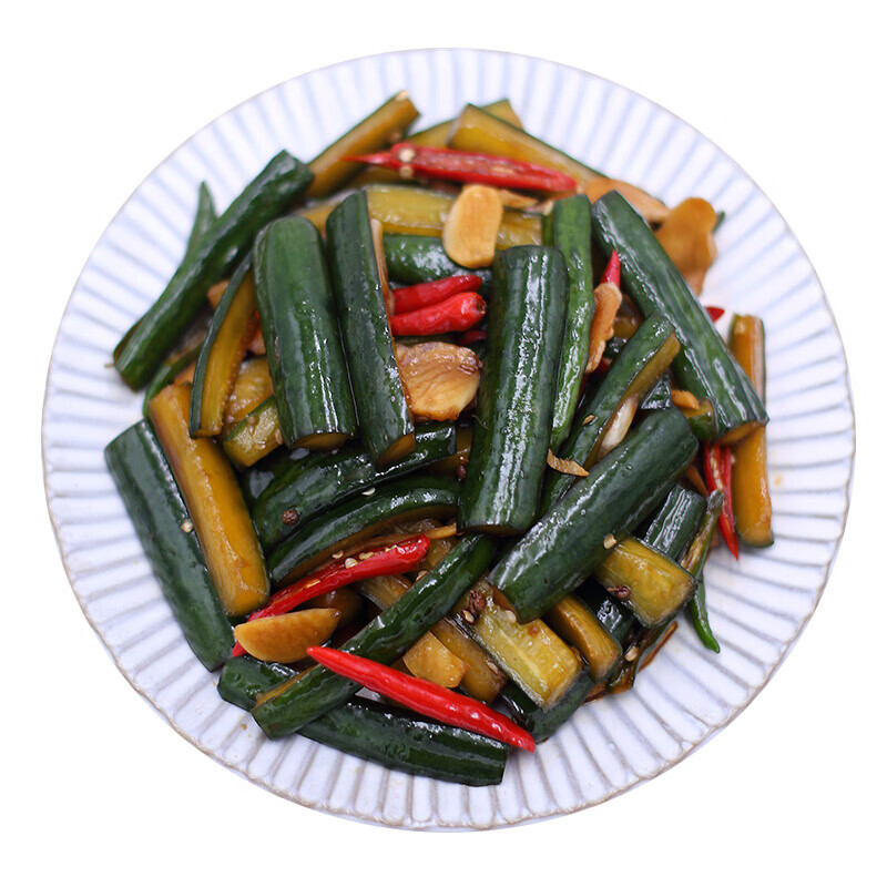 农家自制腌黄瓜腌制酱黄瓜条香辣脆甜咸菜酱菜开胃下饭菜特产500g 腌