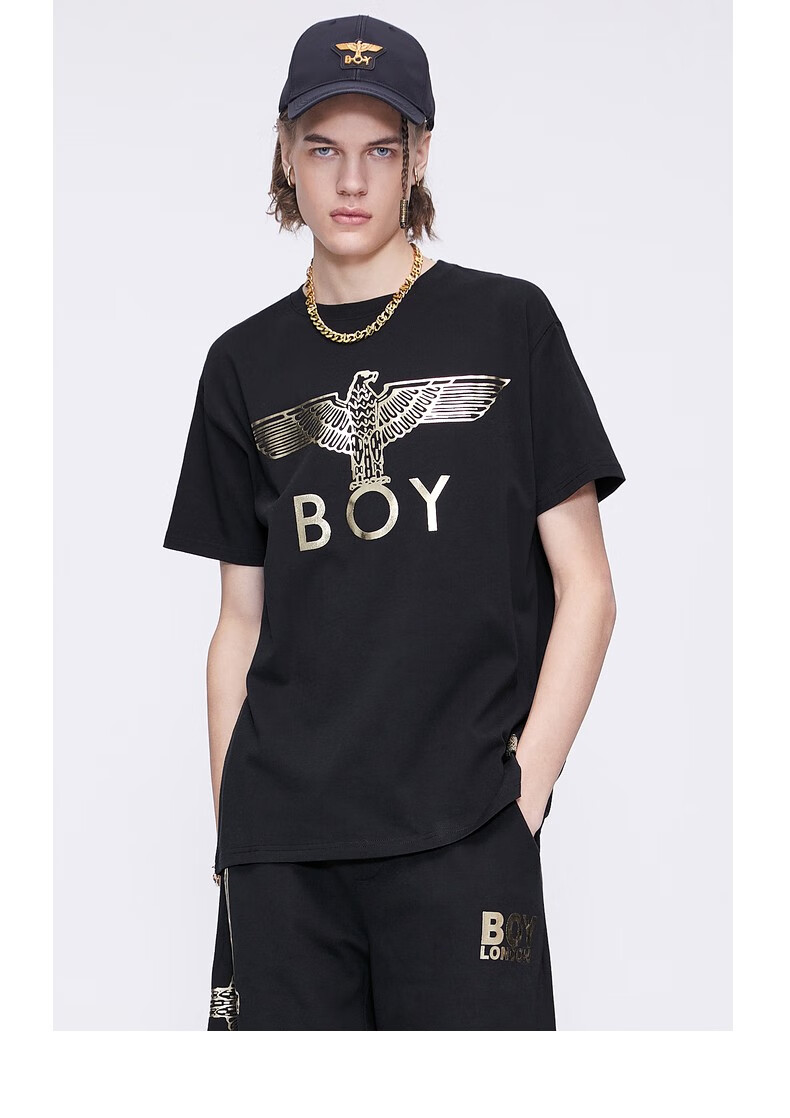 boylondon伦敦男孩官方旗舰潮牌烫金大老鹰logo印花t恤情侣款短袖t恤