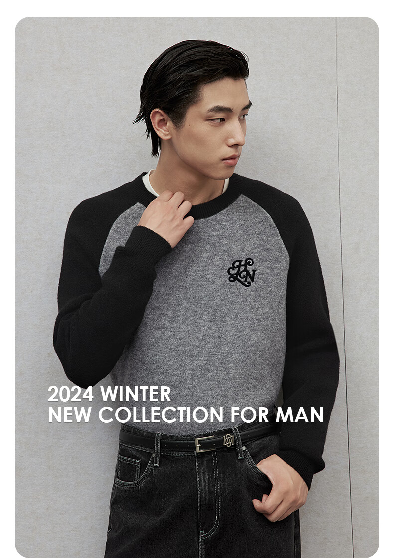GXG Men's Knit Sweater, Commuter Style, New for Winter 2024, Black + Gray, Size 180/XL 9