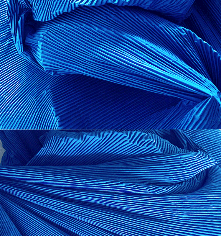 克莱因蓝布料布料克莱因蓝褶皱肌理布diy创意造型婚庆硬挺设计师面料 