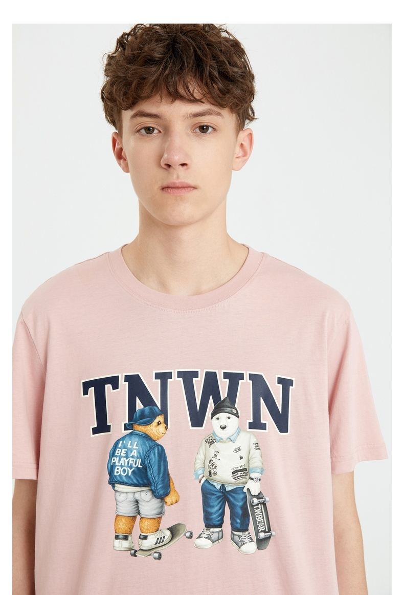 teenieweenie小熊男装2021年夏季新款韩版时尚休闲圆领t恤短袖潮a白色