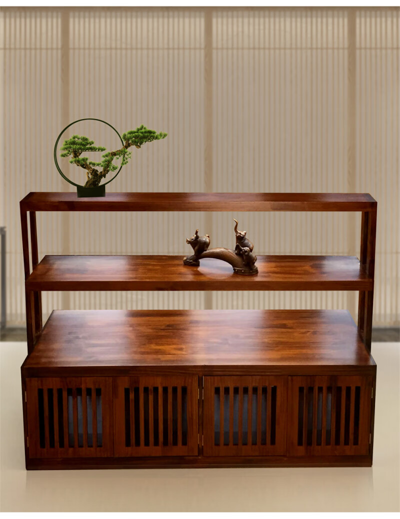 卉芸冉实木茶叶茶盘茶具展示柜瓷器多层中岛柜原木色多用途陈列柜