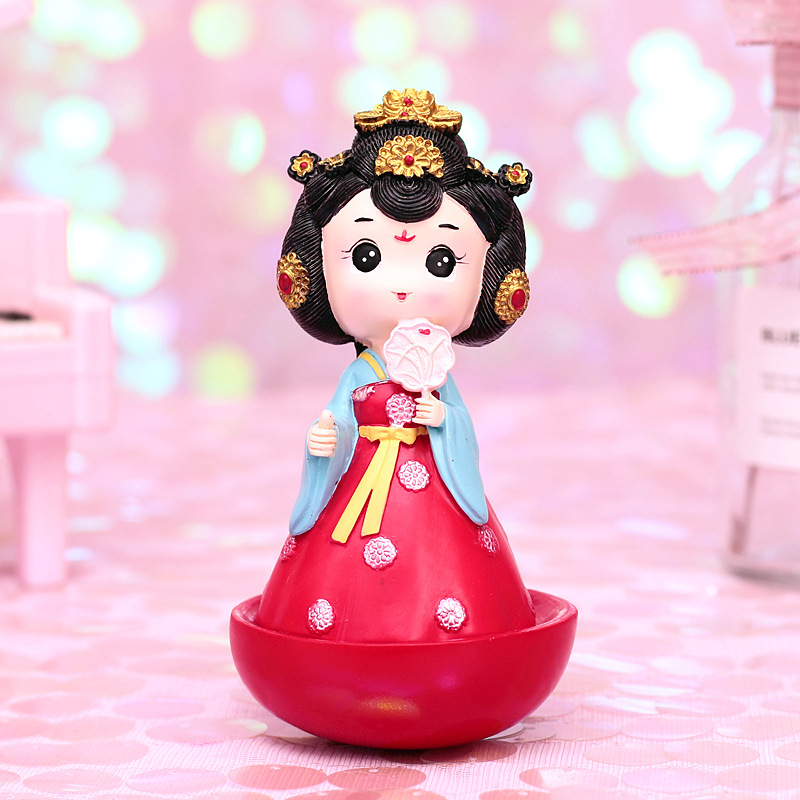 2022新款车载不倒翁小摆件西安旅游文创纪念品大唐不夜城不倒翁小姐姐