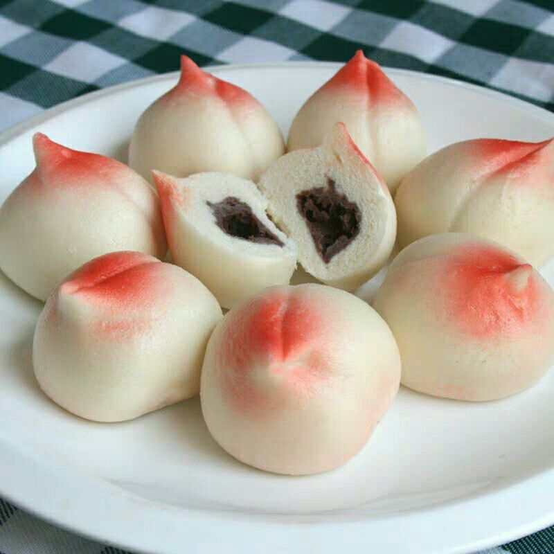 橙伯乐寿桃包24个 豆沙中华面点豆沙包生日祝寿传统点心360克*2包 千