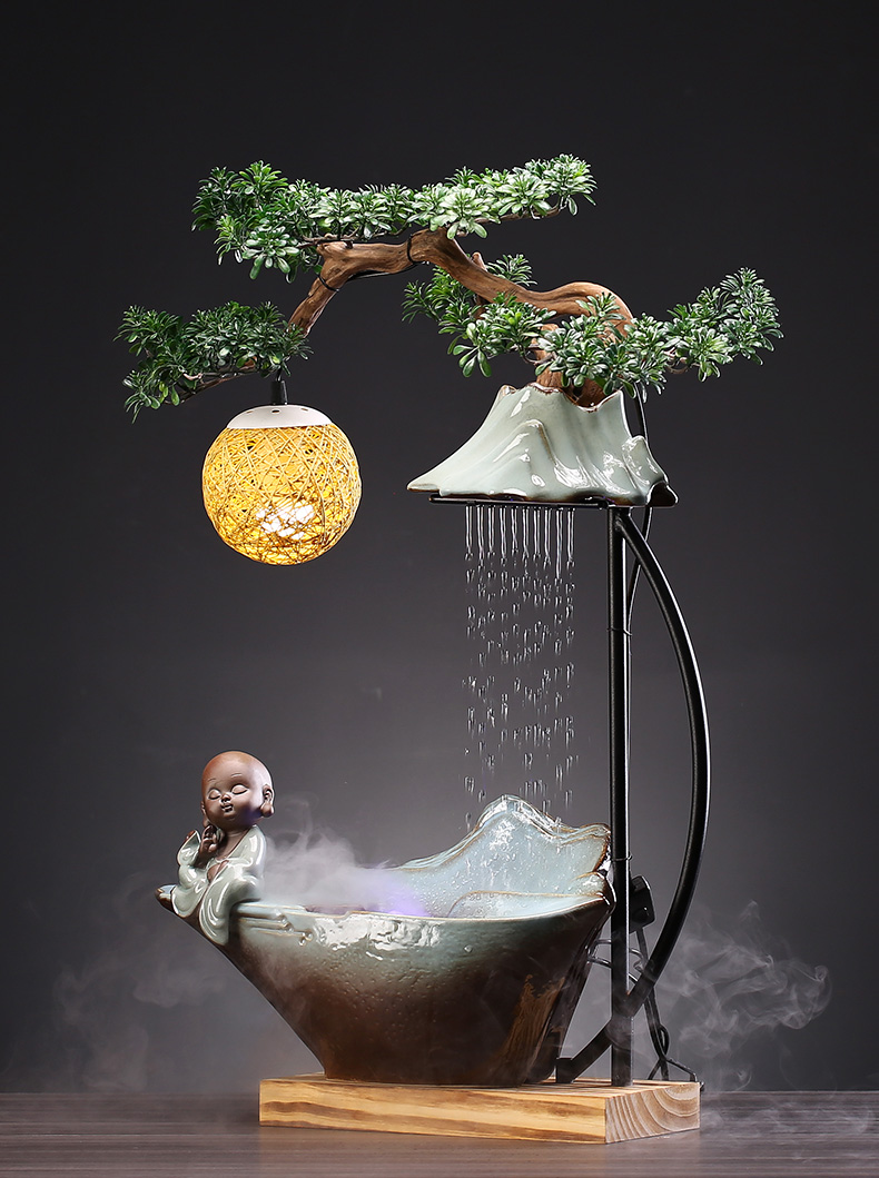 vakada轻奢品牌轻奢流水摆件创意客厅循环水生财玄关装饰禅意景观装饰