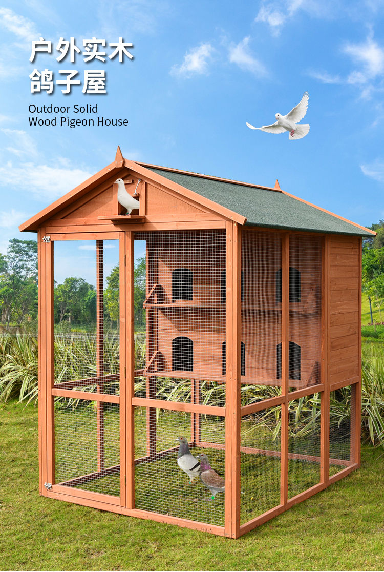 户外鸽子笼鸽舍屋棚鸟笼肉鸽赛鸽配对实木木制防雨防晒养繁殖笼 ml带