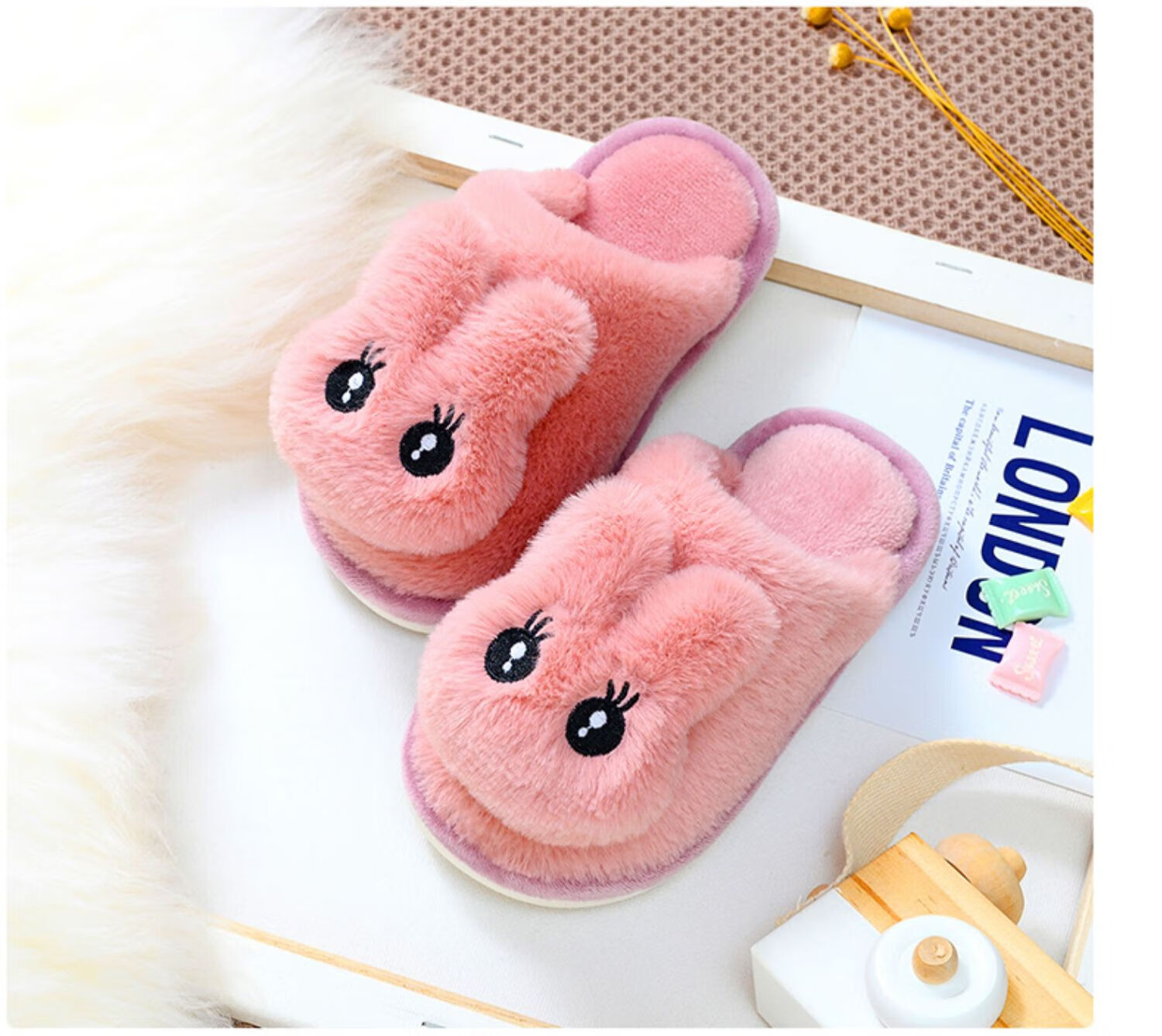 小女孩棉拖鞋冬天女童绵拖儿童公主秋冬季可爱小学生居家室内小孩宝宝