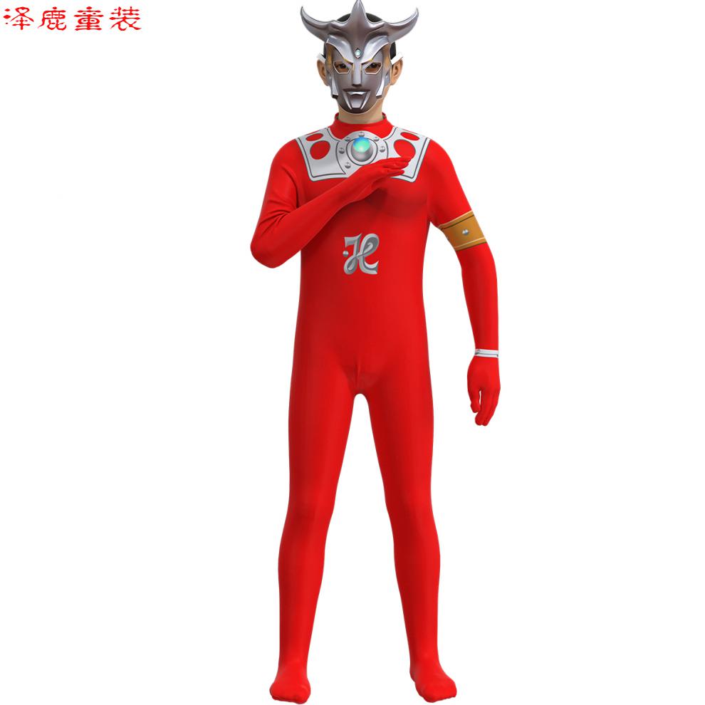 小憨鹿奥特曼衣服2021新款男儿童cosplay超人雷欧奥特曼服装图案连体