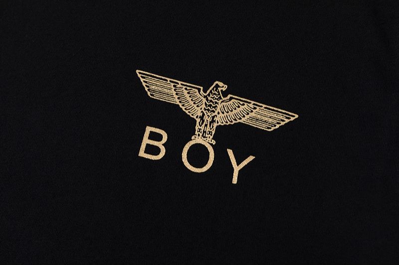潮流先锋潮牌boy烫金老鹰两袖对称字母logo印花21男女同款情侣装 黑色