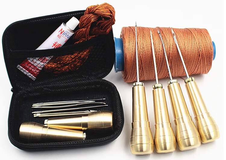 锥子针铜锥补鞋纳鞋底实心钩针修鞋全钢穿孔老式工具套装勾针锥子大白