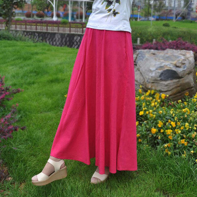 棉麻设计文艺百搭复古显瘦女裙夏天穿的休闲半长裙墨绿色均码80厘米长