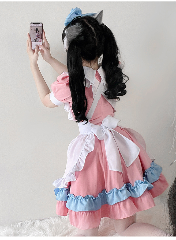 营销舞女女仆装粉蓝大码cos衣服胖妹妹可爱角色扮演激情酒吧夜店sm