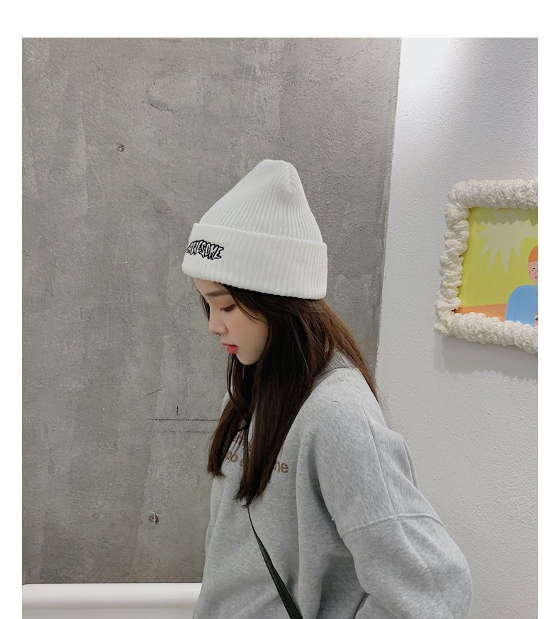 白色毛线帽男士针织帽男大头围冷帽男生潮线帽棉帽fusk白色单顶不送