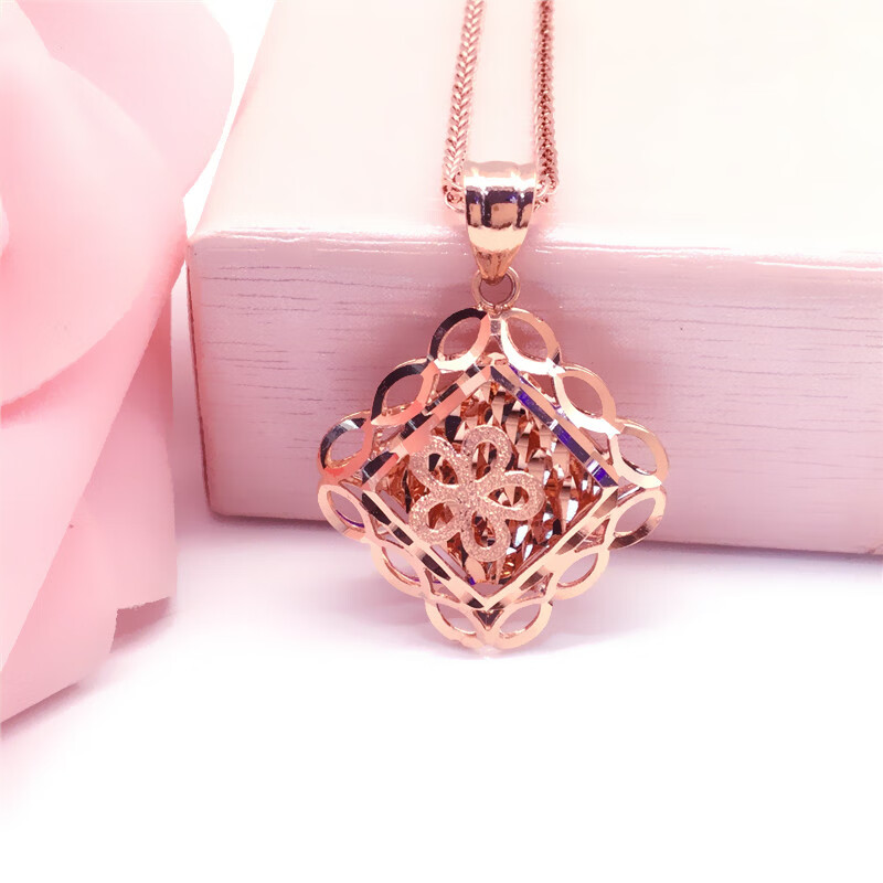 孤潮曼(gcm)纯 俄罗斯585紫金女士彩金项链吊坠 18k玫瑰金高端洋气