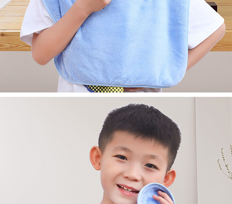 轻奢儿童洗脸毛巾柔软洗漱吸水不掉毛大童幼儿园宝宝多功能口水巾速干