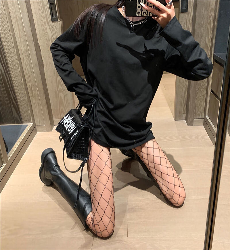 夏季薄款网红流行jk性感黑丝学生打底连袜裤防勾丝黑色小网黑色大网